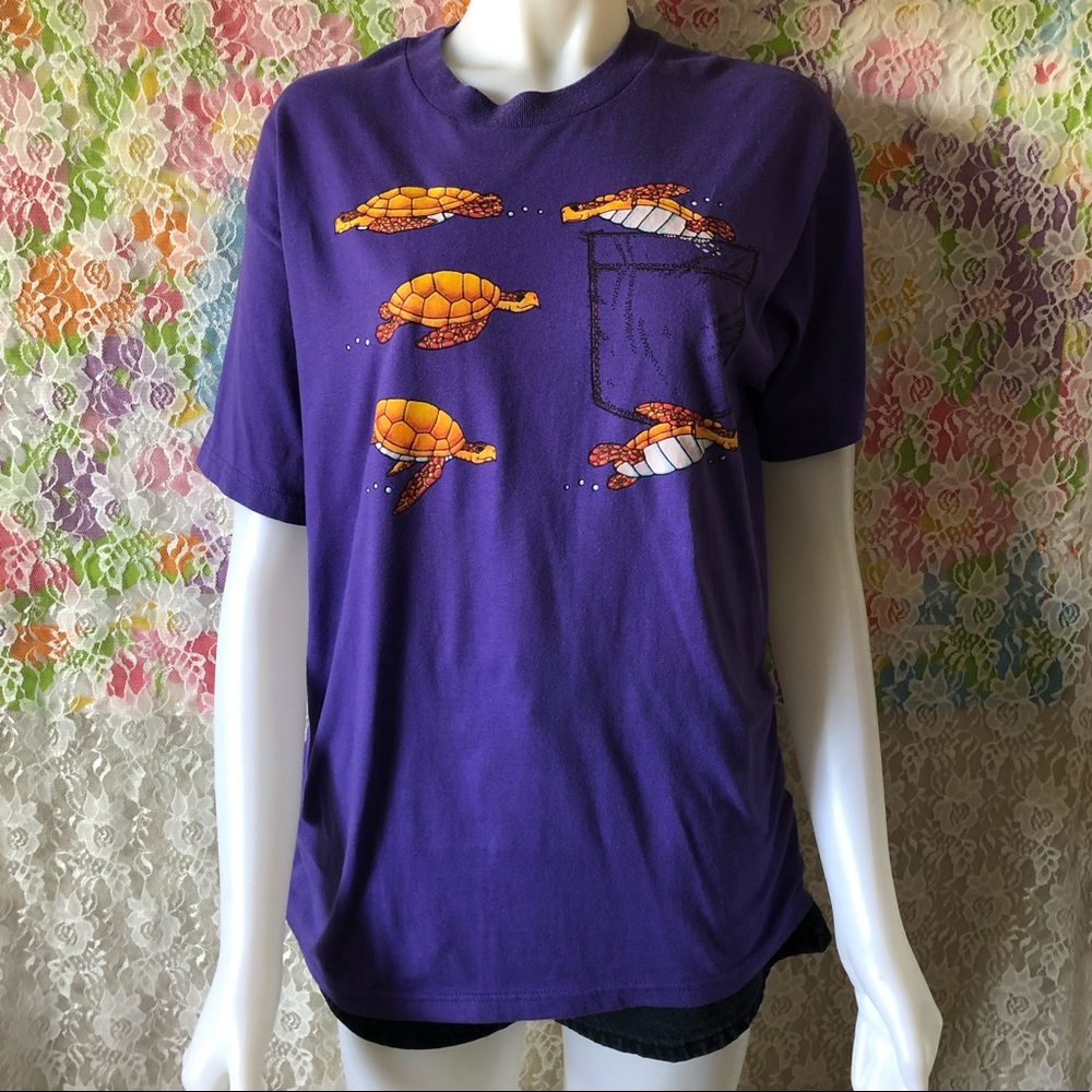 VINTAGE SEA TURTLE GRAPHIC TEE size M - Picture 2 of 7
